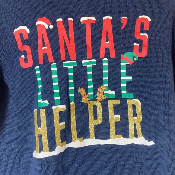 H&M Kids Santa's Little Helper Navy Sweater With Sparkle - Picture 2 of 9